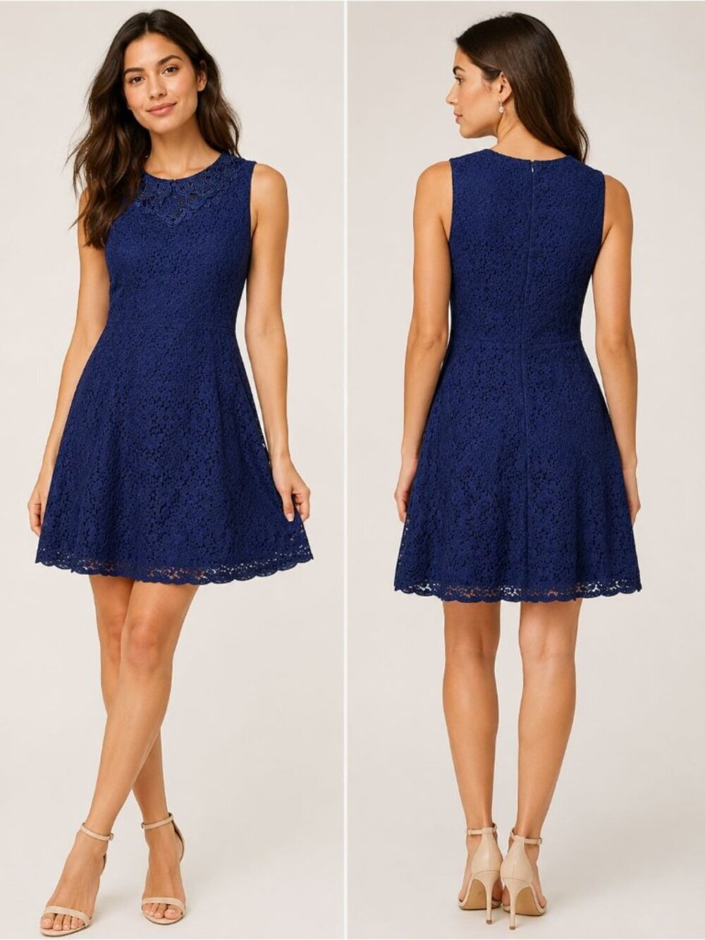 Oasis Women’s Lace Sleeveless Fit & Flare Cocktail Dress Royal Blue Size12